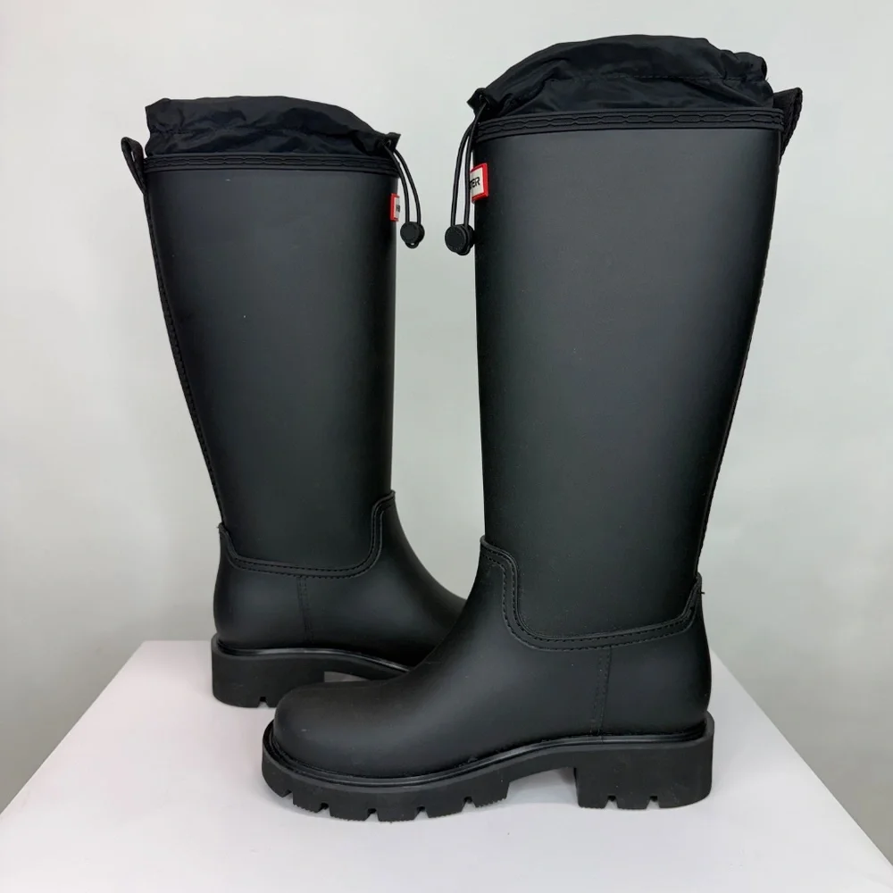 New Hunter Carson Lug Sole Rain Boot Black Sz 9